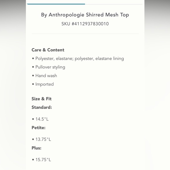 ✨ Anthropologie Shirred Mesh Top Sz L - Picture 8 of 8
